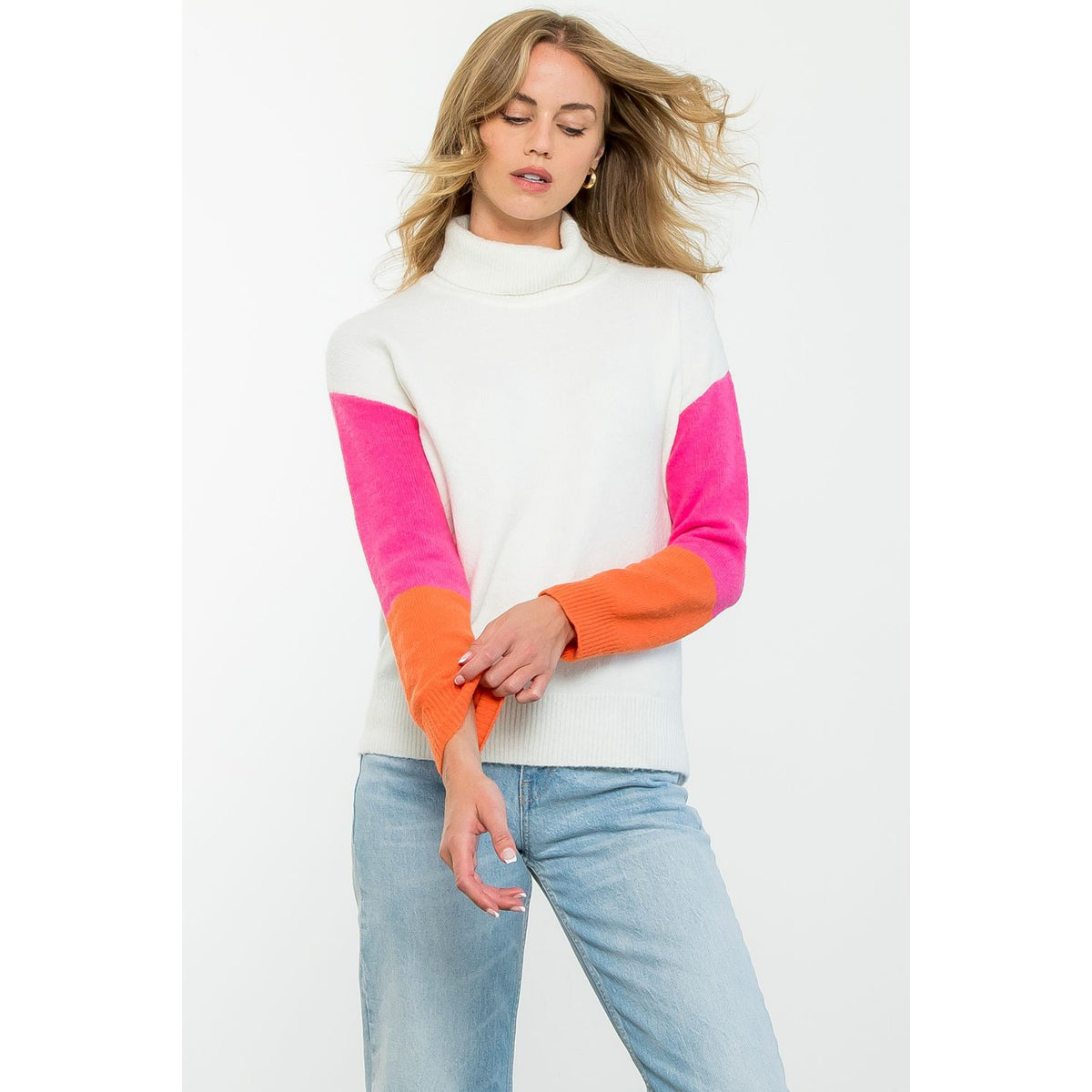 Colorblock Sleeve Knit Sweater