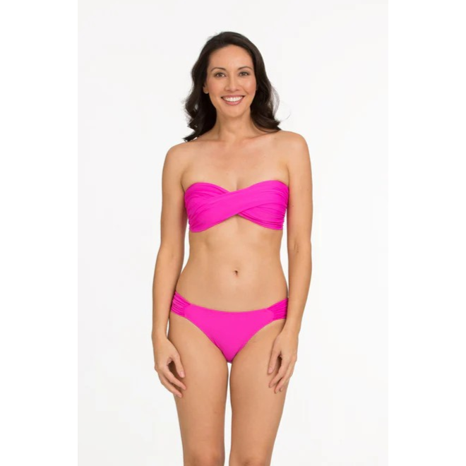 Solid Twist Front Bandeau Bikini Top with Back Ties