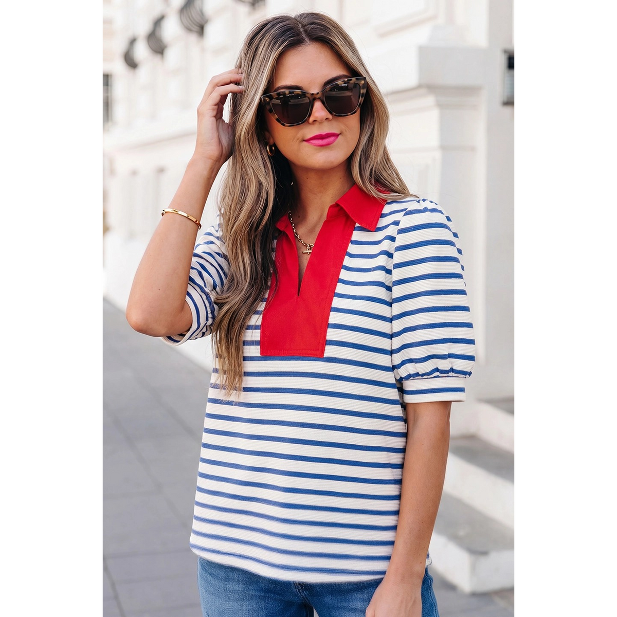 Harbor Stripe Puff Sleeve Top