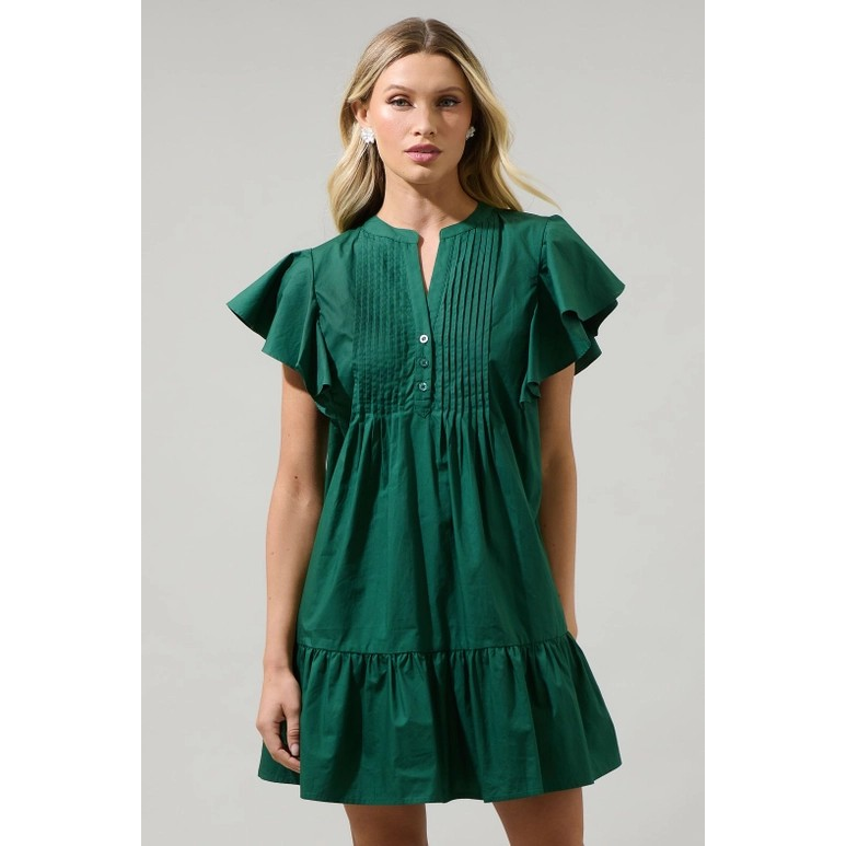 Lizzy Pleated Ruffle Mini Dress