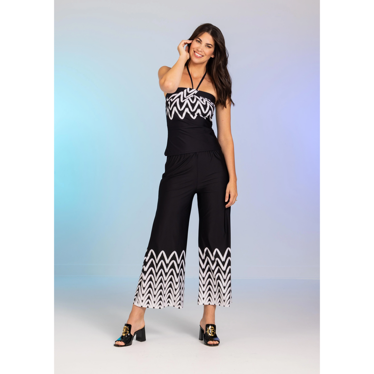 Print Twist Front Fitted Bandini Top