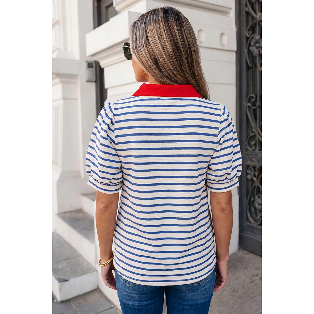 Harbor Stripe Puff Sleeve Top