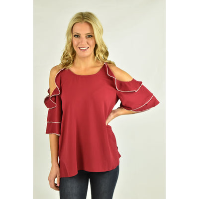 Layered Cold Shoulder Ruffle Top