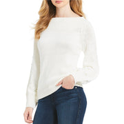 Solid Off Shoulder Wide Neck Sweater with Pearls