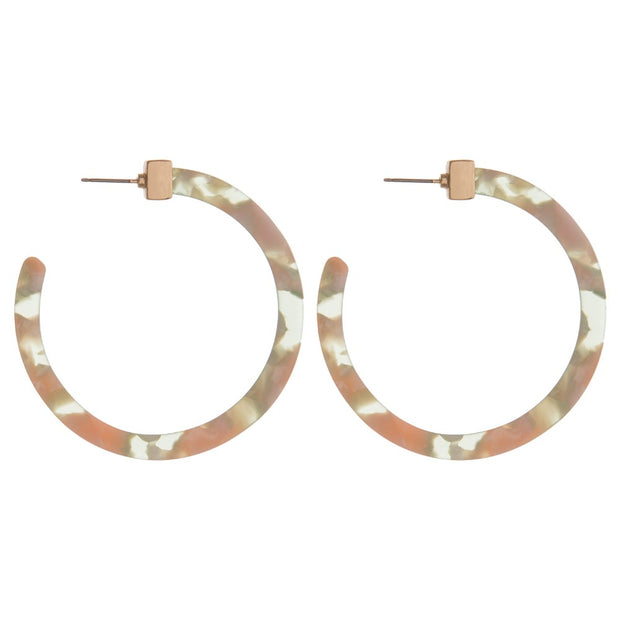 Acetate hoop earrings with gold square