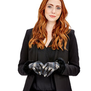 Plaid Glove with Fur Trim and Touchscreen Fingertips