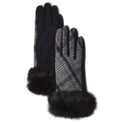 Plaid Glove with Fur Trim and Touchscreen Fingertips
