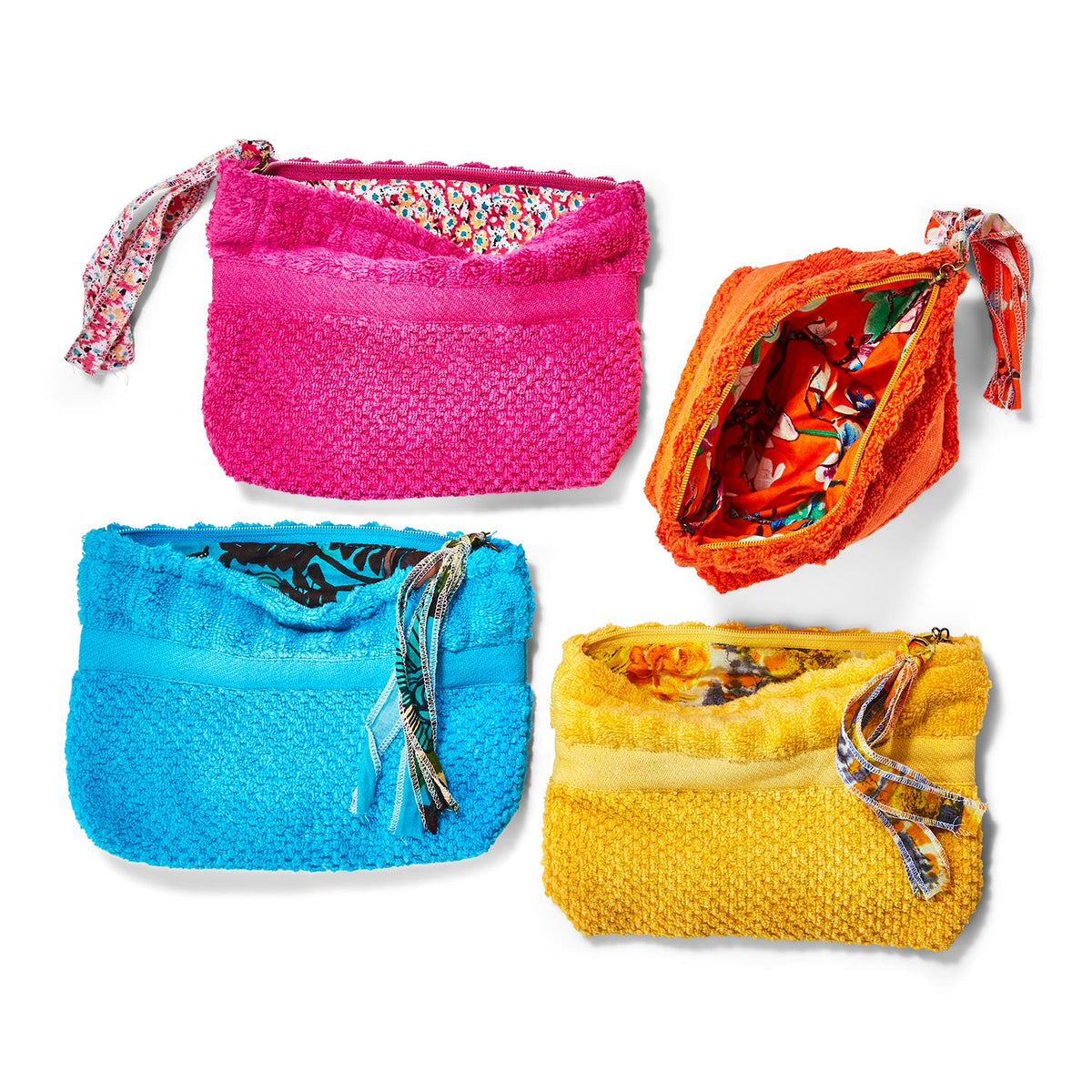 Terry Cloth Pouch with Tassel Zipper Pull