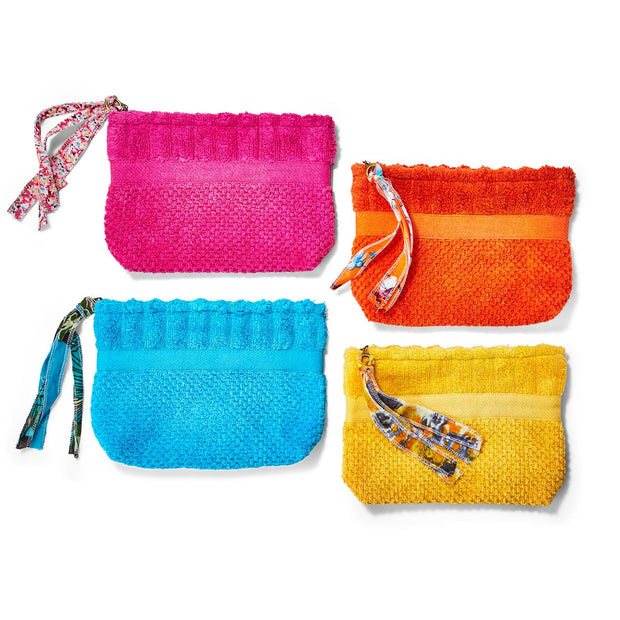 Terry Cloth Pouch with Tassel Zipper Pull