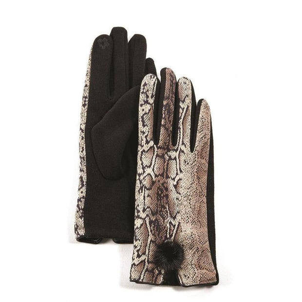 Python Print Ultra Suede Gloves