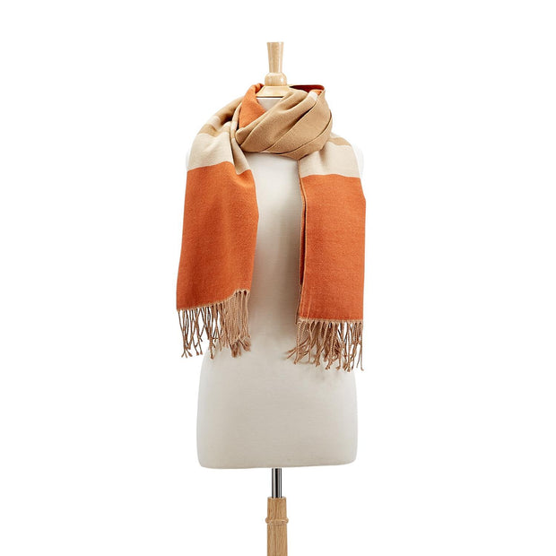 Stripes and More Reversible Cashmere Like Scarf with Tassels