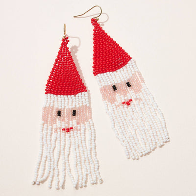 Santa Seed Bead Fringe Earrings