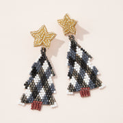 Star On A Christmas Tree Seed Bead Earrings