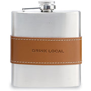 Drink Local Leather Band Flask
