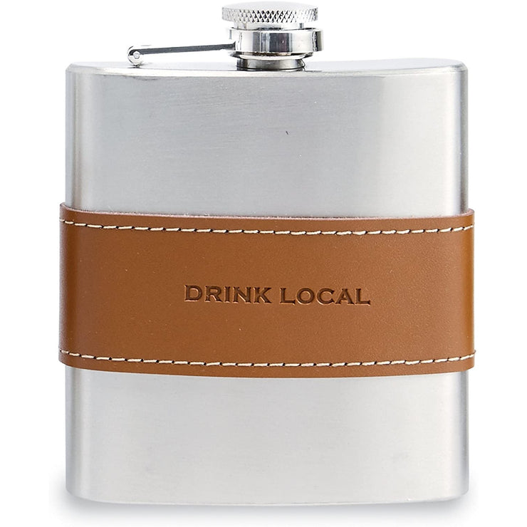 Drink Local Leather Band Flask