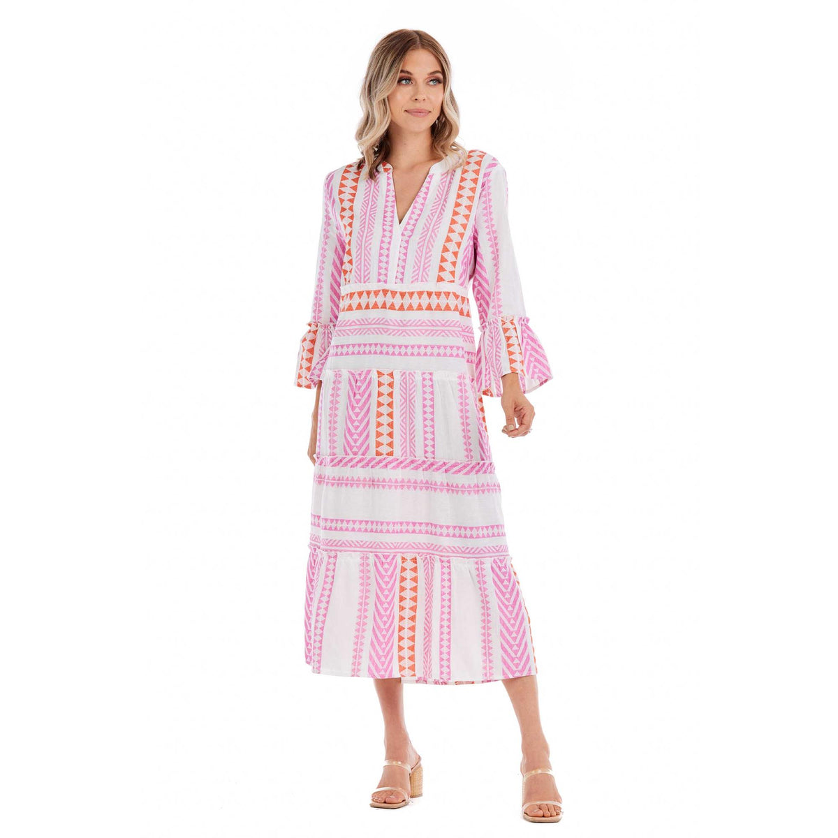 Mari Yarn-Dye Midi Dress