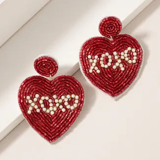 Xoxo Heart Shaped Seed Beaded Earrings