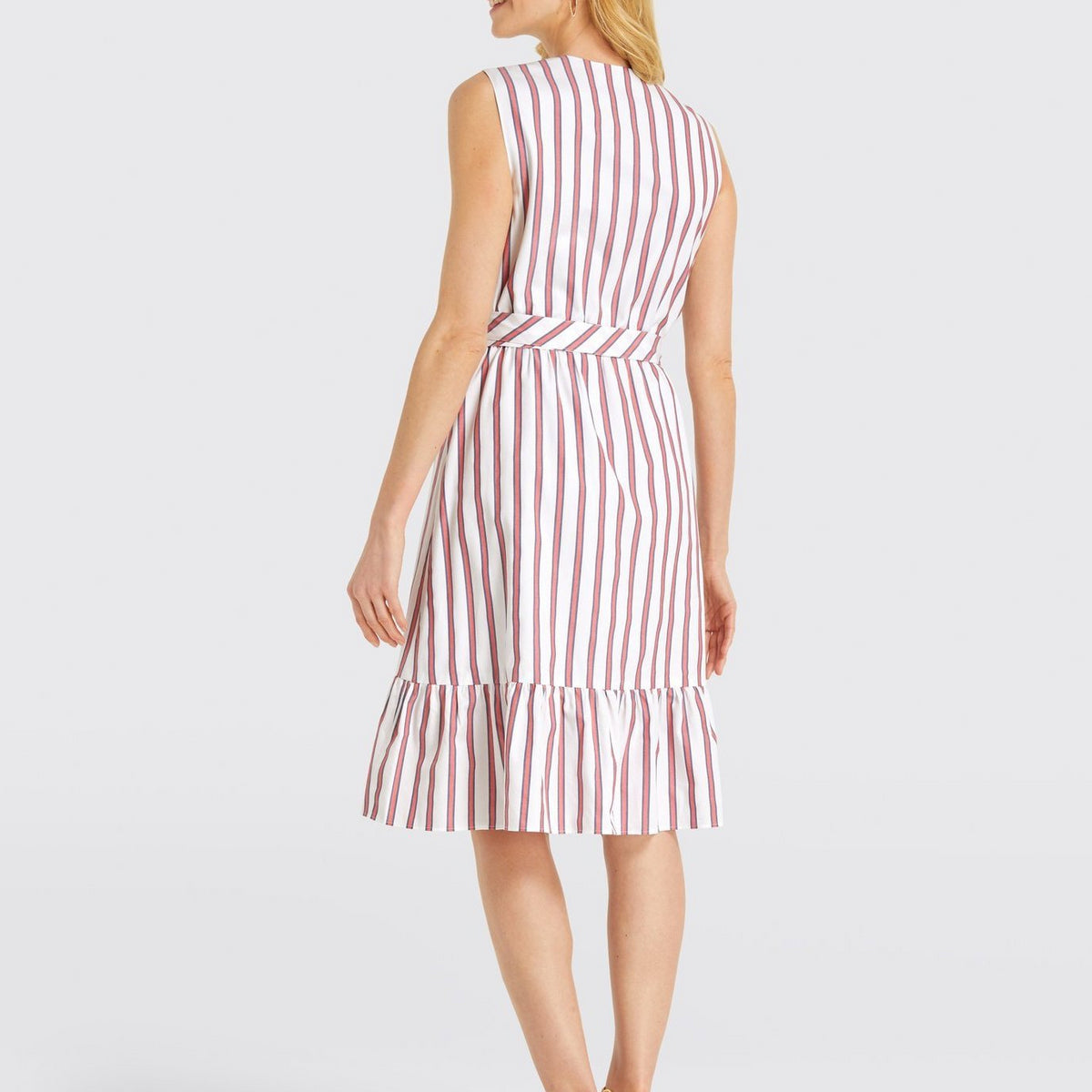 Stripe Faux Wrap Tank Dress