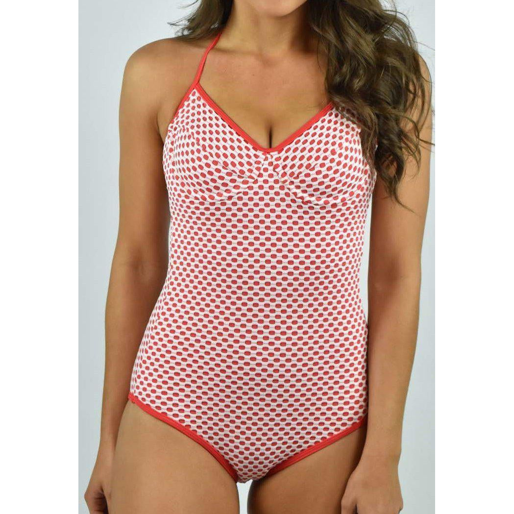 Dot Jacquard Bra Halter One Piece