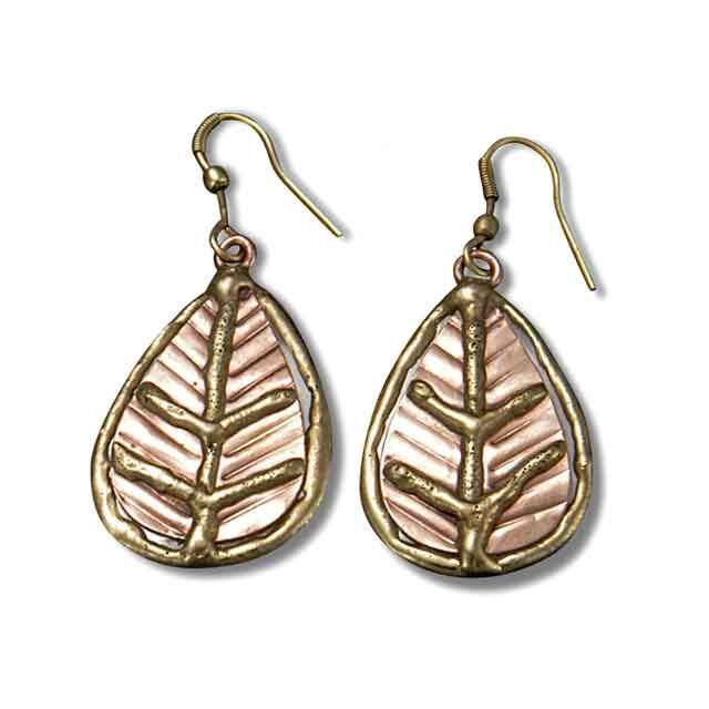 Anju Mixed Metal Copper Leaf Earrings