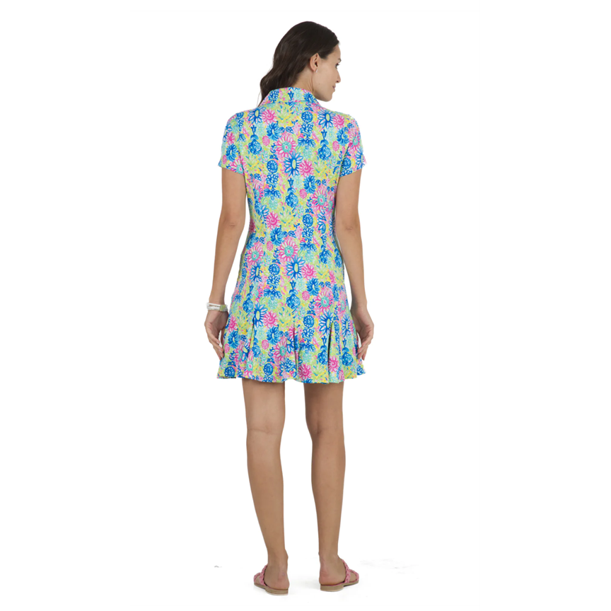 Print Short Sleeve Godet Dress