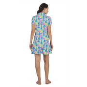 Print Short Sleeve Godet Dress