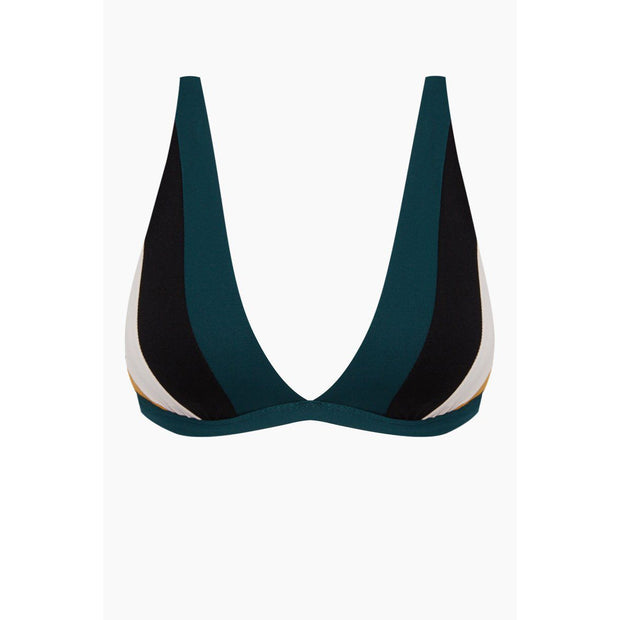 Color Block Multi Longline Tri Bikini Top