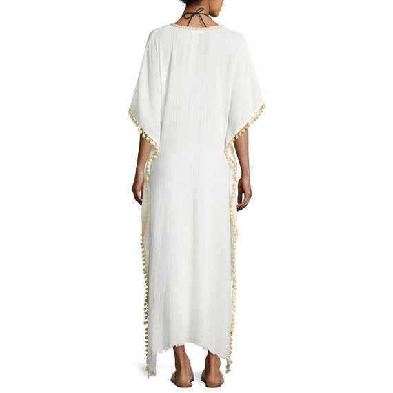 Lace Up Neckline Maxi Cover Up