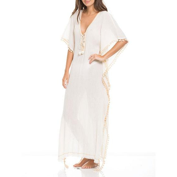 Lace-Up Neckline Maxi Cover Up One Size