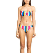 Rainbow Stripe Knot Front Bandeau Bikini Top
