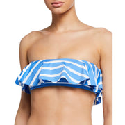 Stripe Ruffle Bandeau Bikini Top