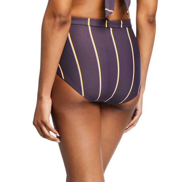 Stripe Belted High Waisted Bikini Bottom