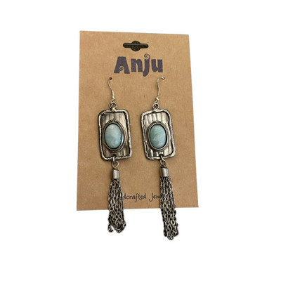 Anju Antiqued Silver-tone tassel Earrings with Amazonite