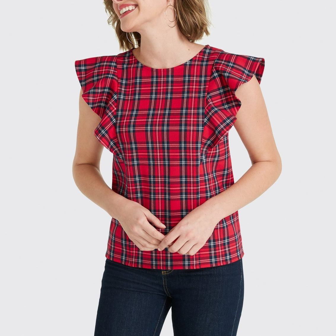 plaid ruffle top