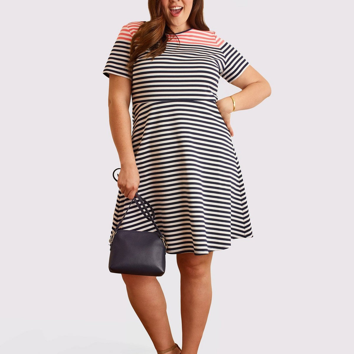 Stripe Ponte A-Line Dress