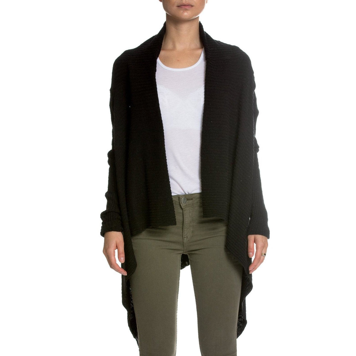 Textured Cardigan with Asymmetrical Hem