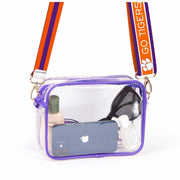 Gameday Bridget Clear Purse with Reversible Patterned Shoulder Straps