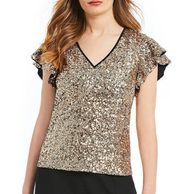 Collection Sequin Flutter Sleeve Top