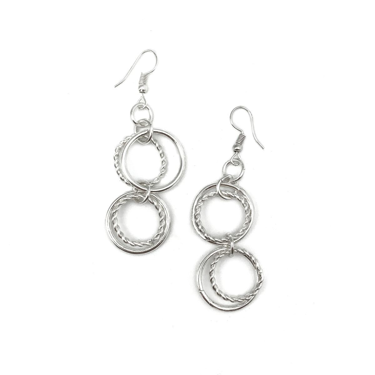 Anju Silver Plated Double Ring Earrings