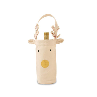 Gold Nose Reindeer Wine Bag