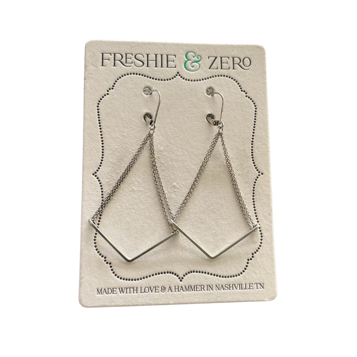 Sterling Silver Dash Earrings (flag on chain)